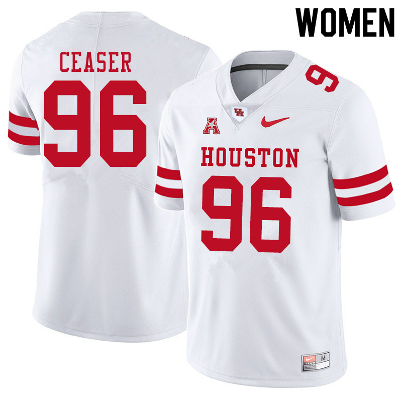 Women #96 Nelson Ceaser Houston Cougars College Football Jerseys Sale-White